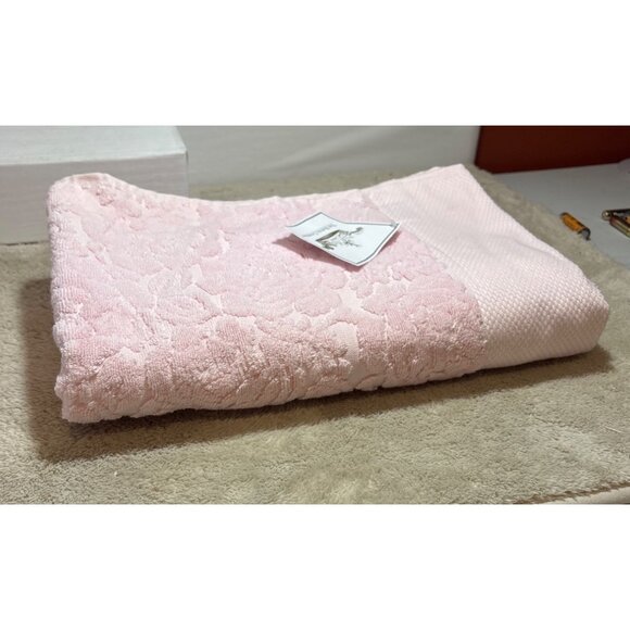 The Royal Company by Karsten 2 Luxury Pink Jacquard Bath Towels 50 x 30" Thick - Picture 8 of 11